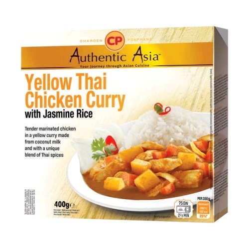 Piatto pronto yellow curry con pollo e riso jasmine CP 350g. Piatto pronto yellow curry con pollo e riso jasmine CP 350g.